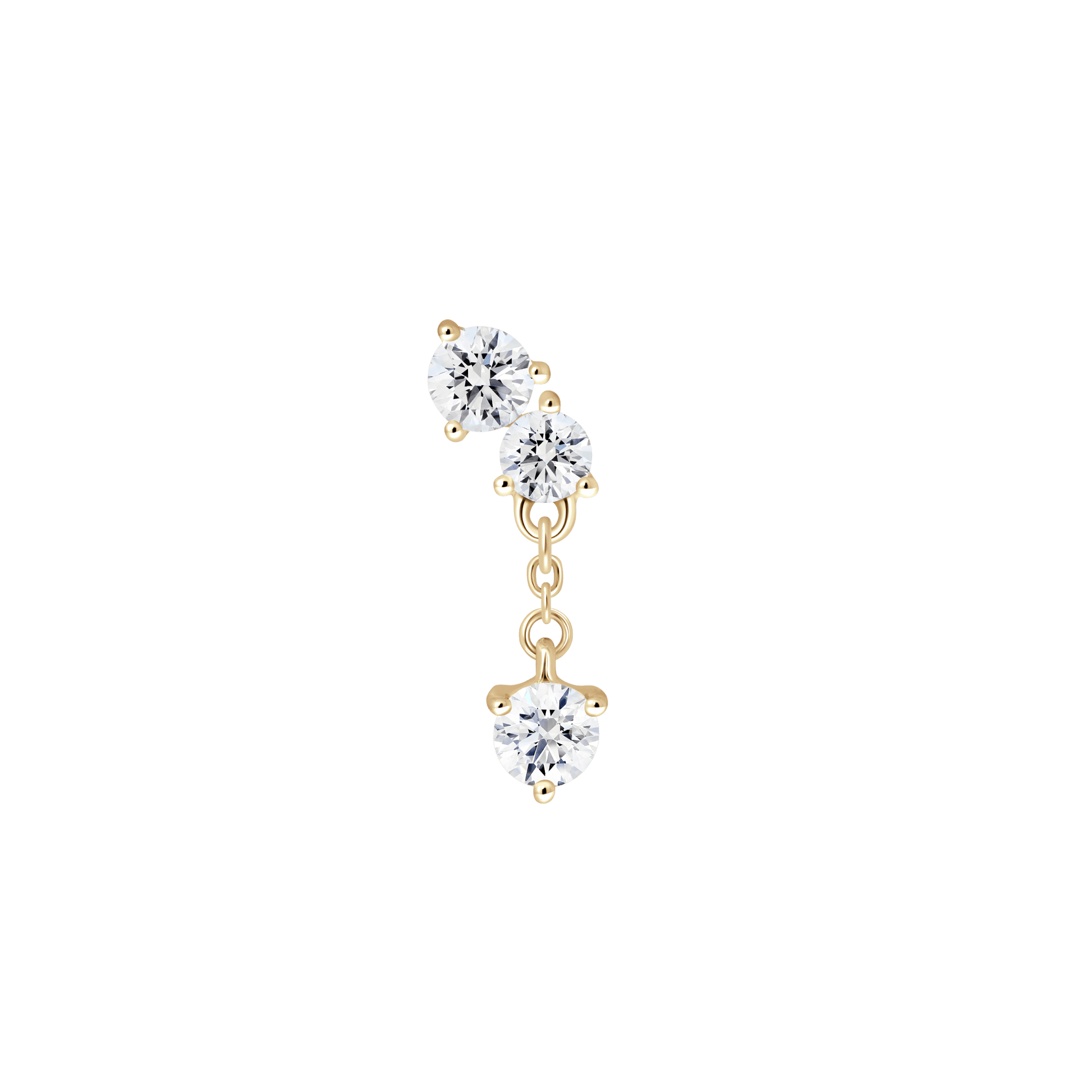 The Mini Angle Drop Single Earring - Lotus Diamond