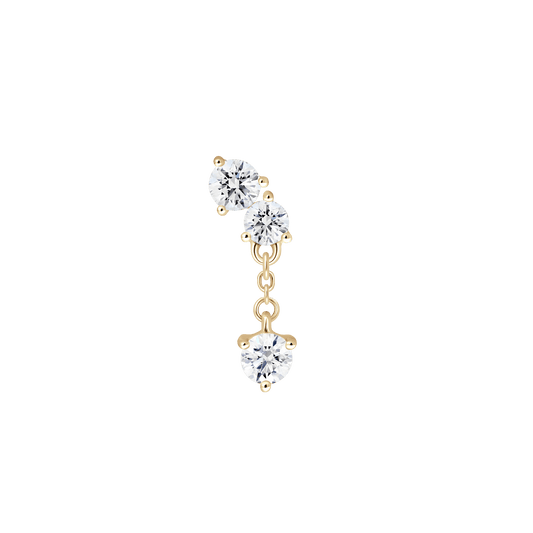 The Mini Angle Drop Single Earring - Lotus Diamond
