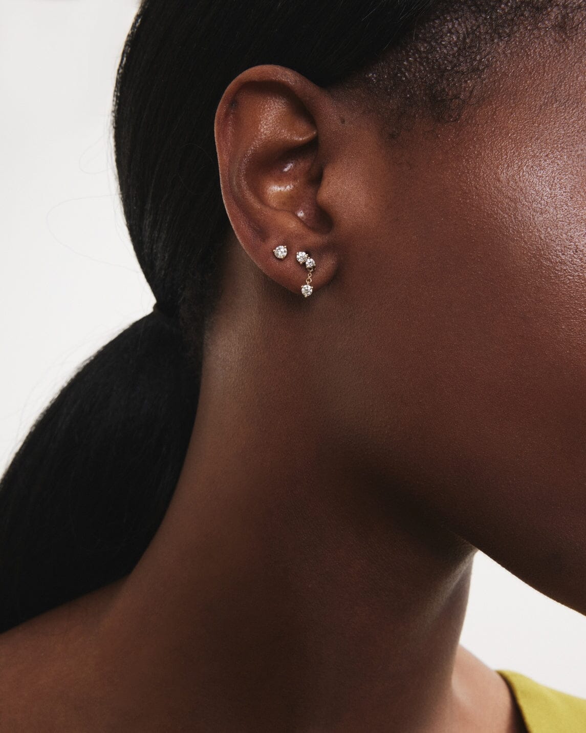 The Mini Angle Drop Single Earring - Lotus Diamond