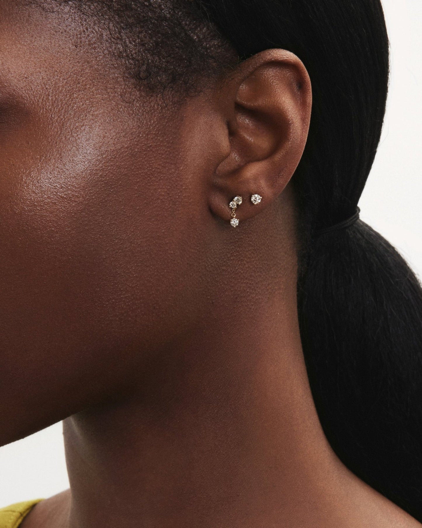 The Mini Angle Drop Single Earring - Lotus Diamond