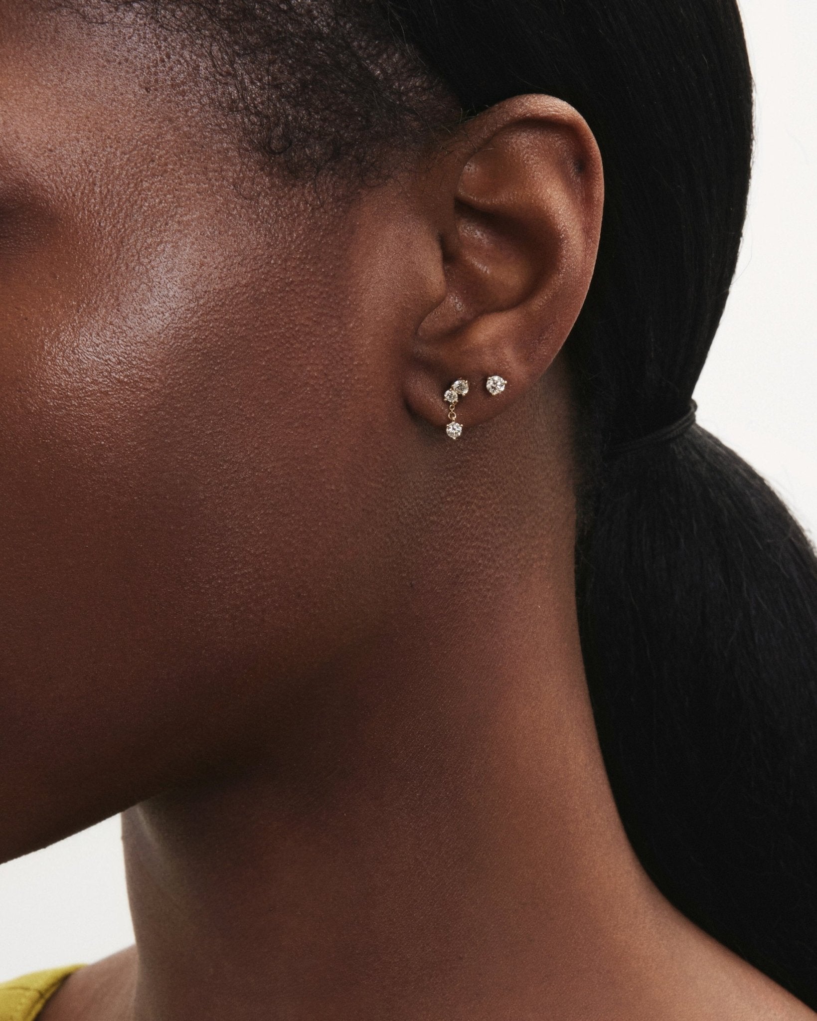 The Mini Angle Drop Single Earring - Lotus Diamond