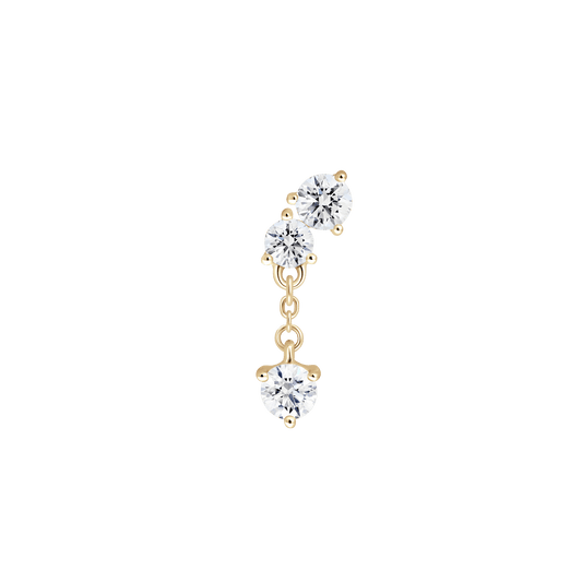 The Mini Angle Drop Single Earring - Lotus Diamond