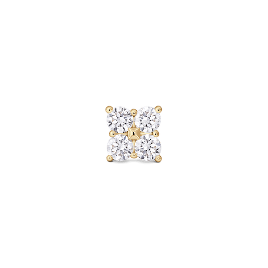 The Mini Quatrefoil Single Stud - Lotus Diamond