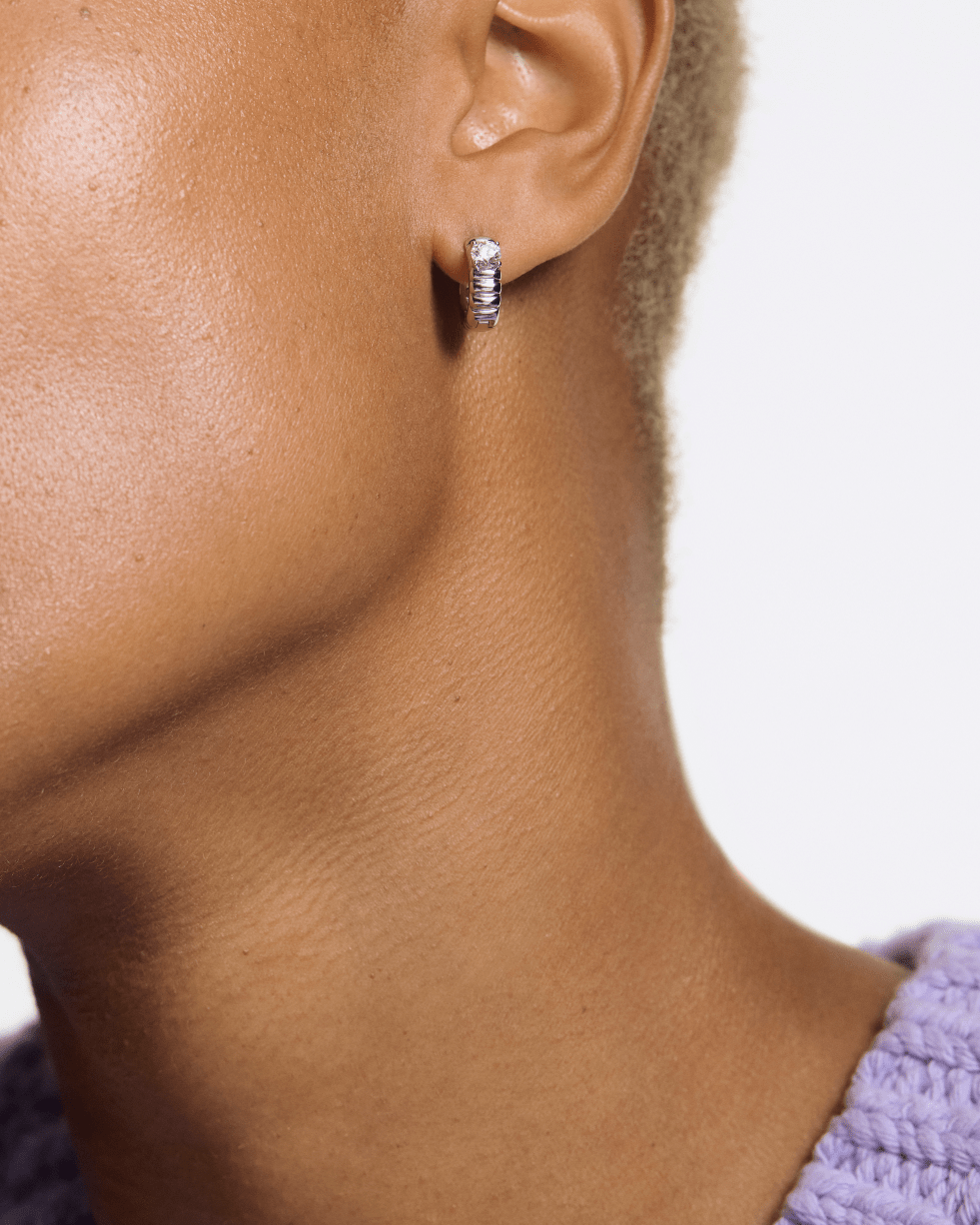 The Poet Hoop Earrings - Lotus Diamond