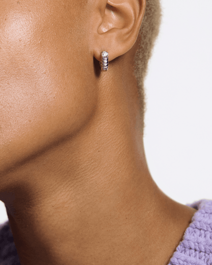 The Poet Hoop Earrings - Lotus Diamond