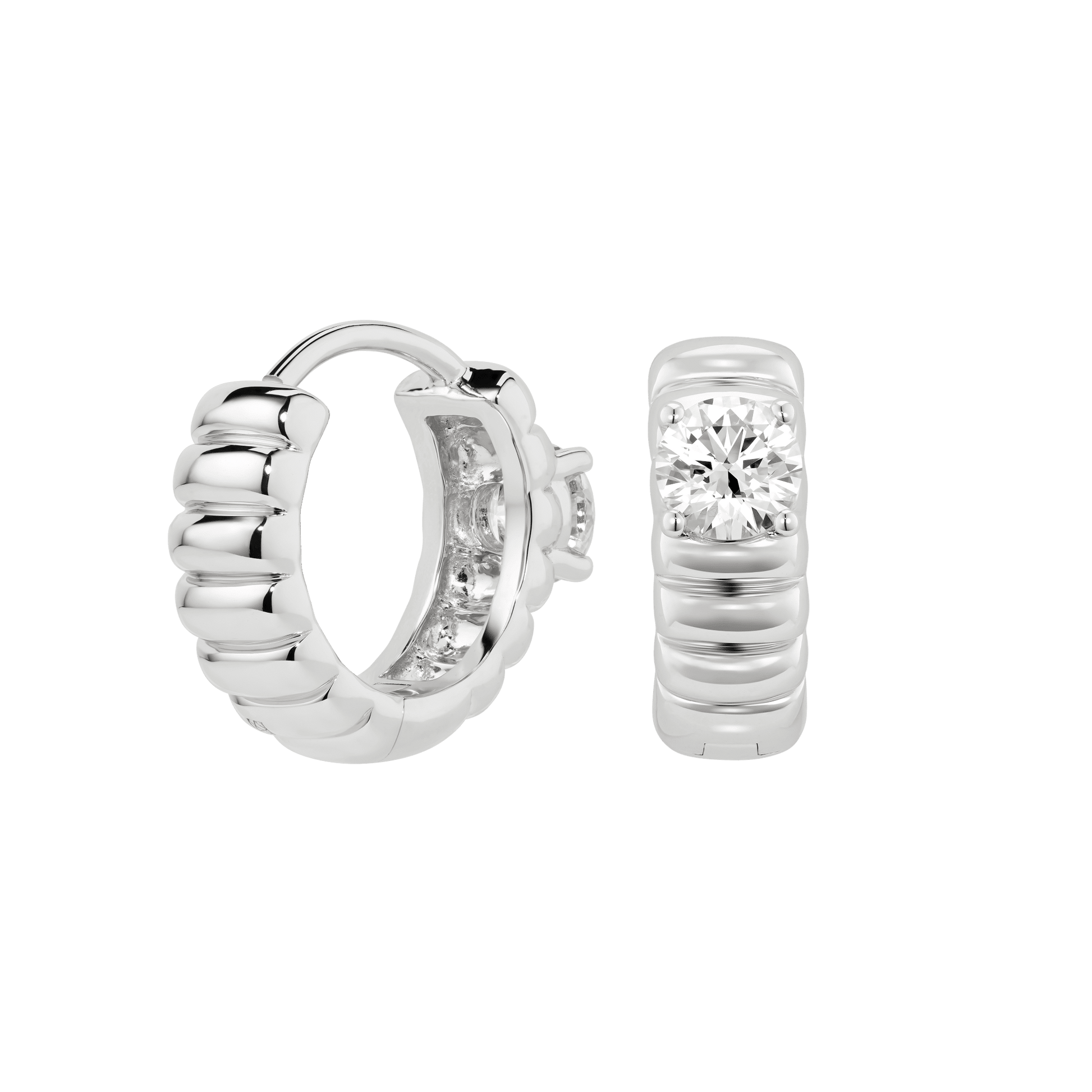The Poet Hoop Earrings - Lotus Diamond
