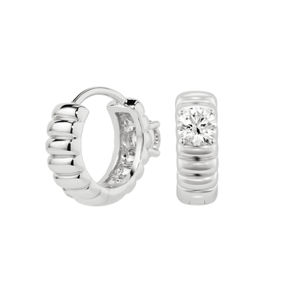 The Poet Hoop Earrings - Lotus Diamond
