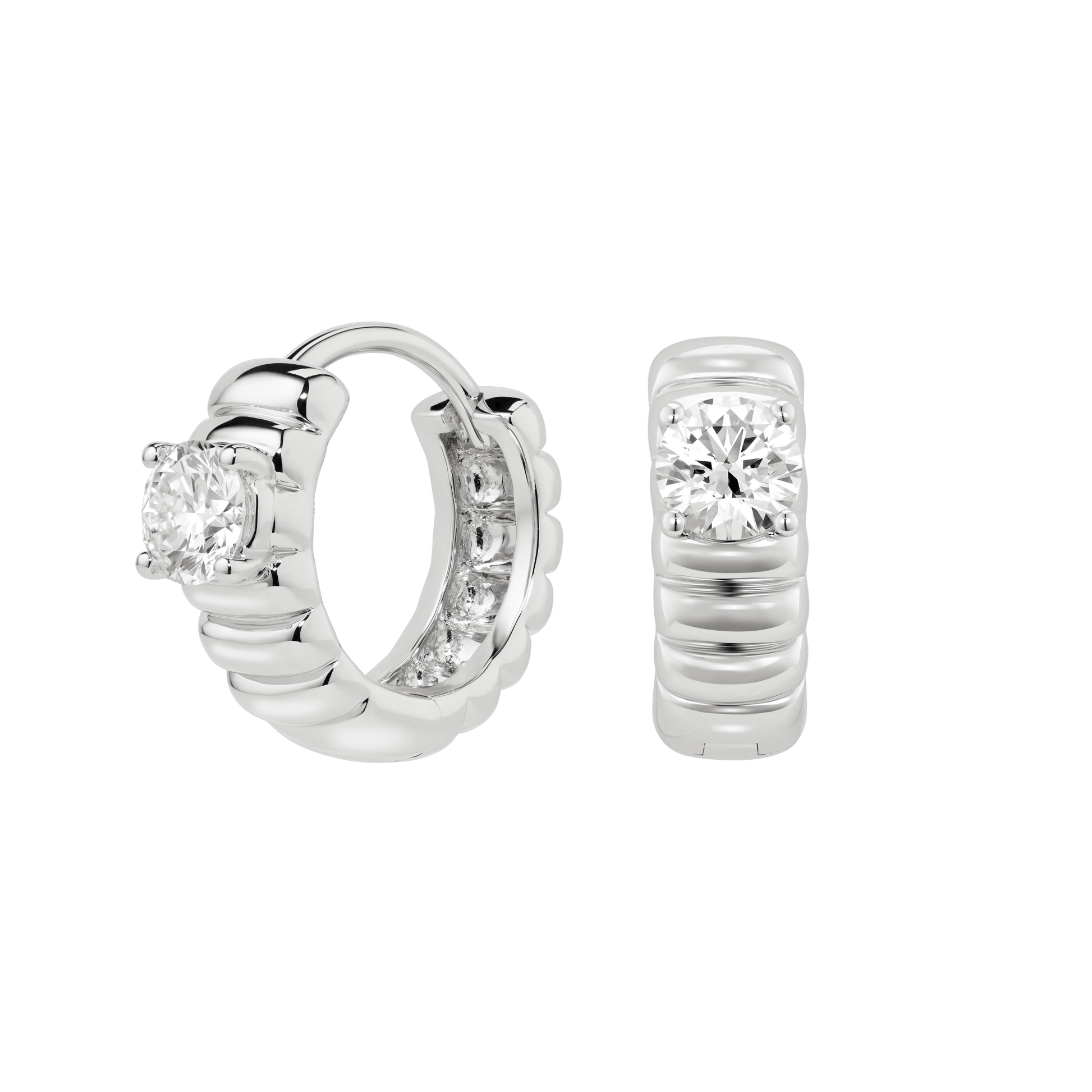The Poet Hoop Earrings - Lotus Diamond
