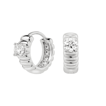 The Poet Hoop Earrings - Lotus Diamond