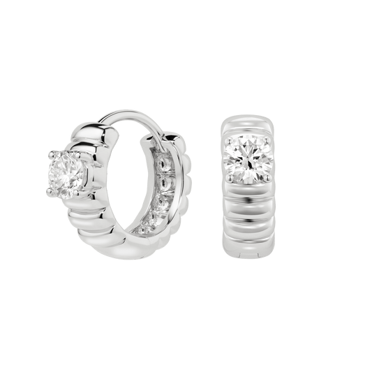 The Poet Hoop Earrings - Lotus Diamond