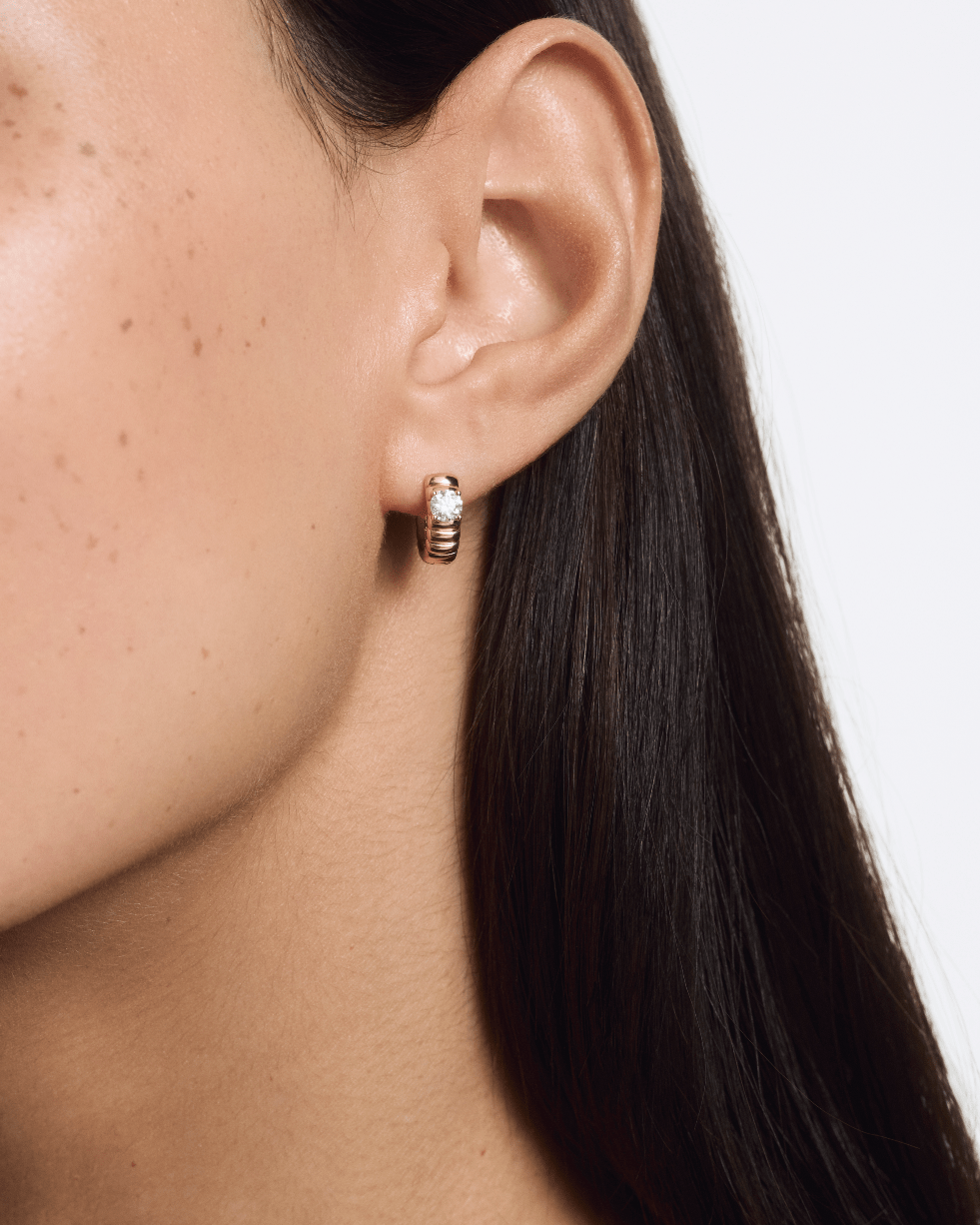 The Poet Hoop Earrings - Lotus Diamond