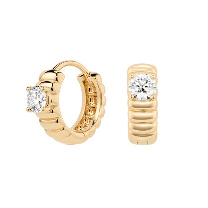 The Poet Hoop Earrings - Lotus Diamond