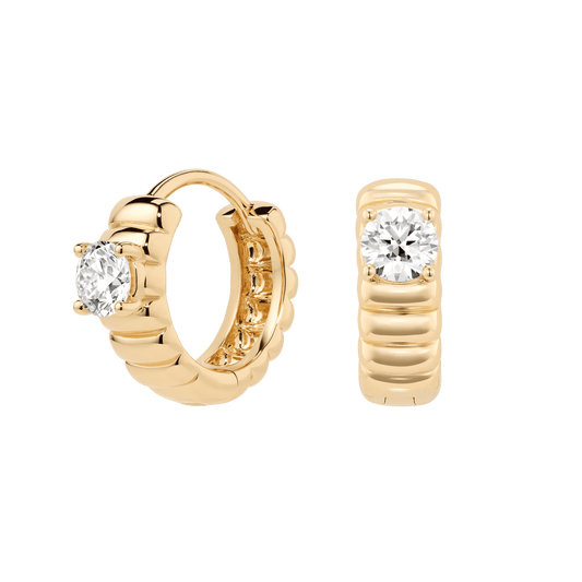 The Poet Hoop Earrings - Lotus Diamond