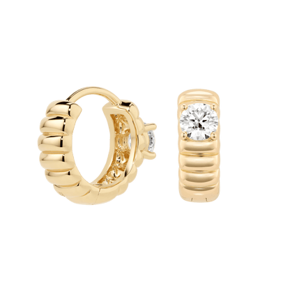 The Poet Hoop Earrings - Lotus Diamond