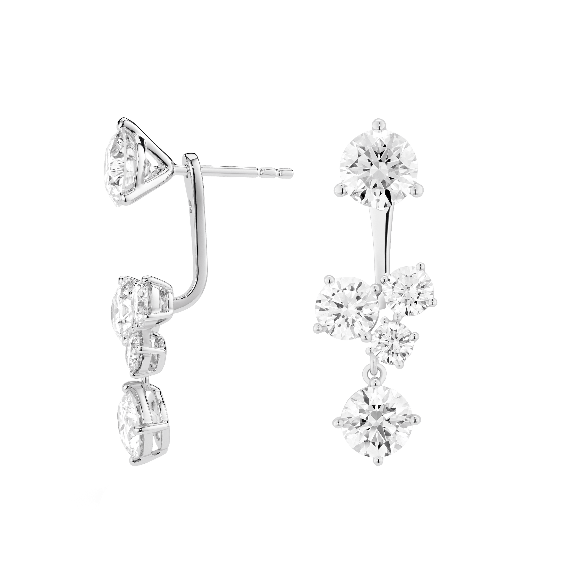 The Round Brilliant Cluster Ear Jackets - Lotus Diamond