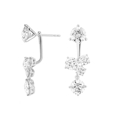 The Round Brilliant Cluster Ear Jackets - Lotus Diamond