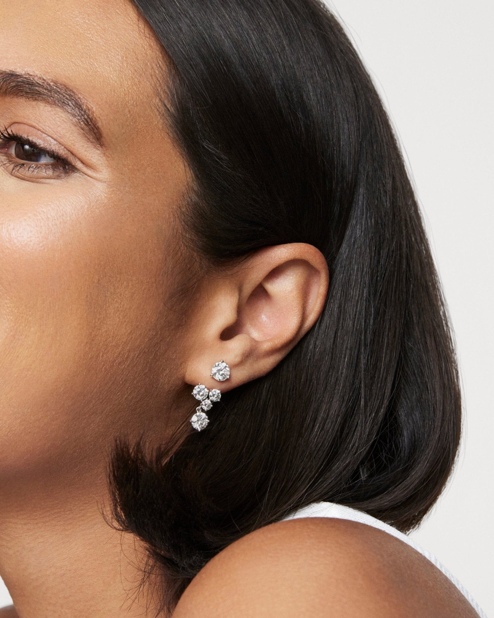 The Round Brilliant Cluster Ear Jackets - Lotus Diamond