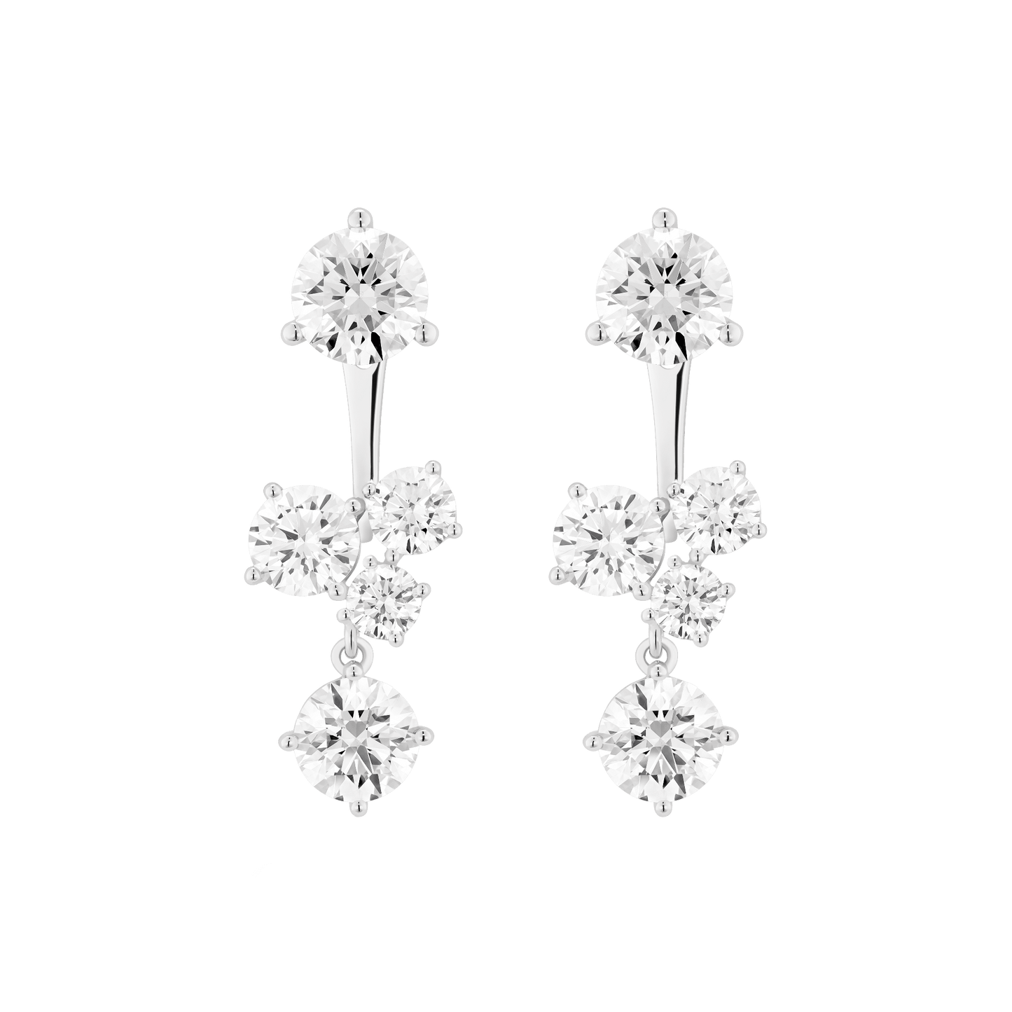 The Round Brilliant Cluster Ear Jackets - Lotus Diamond