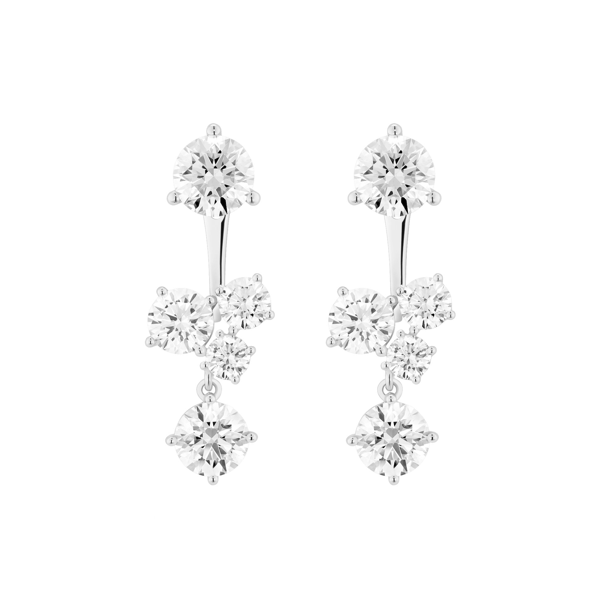 The Round Brilliant Cluster Ear Jackets - Lotus Diamond