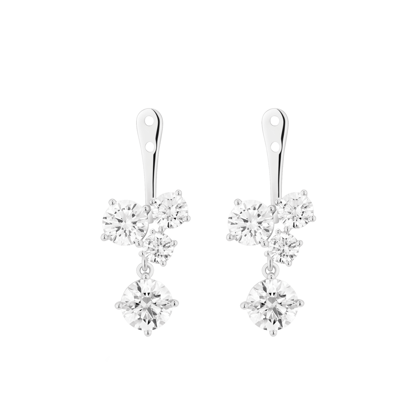 The Round Brilliant Cluster Ear Jackets - Lotus Diamond