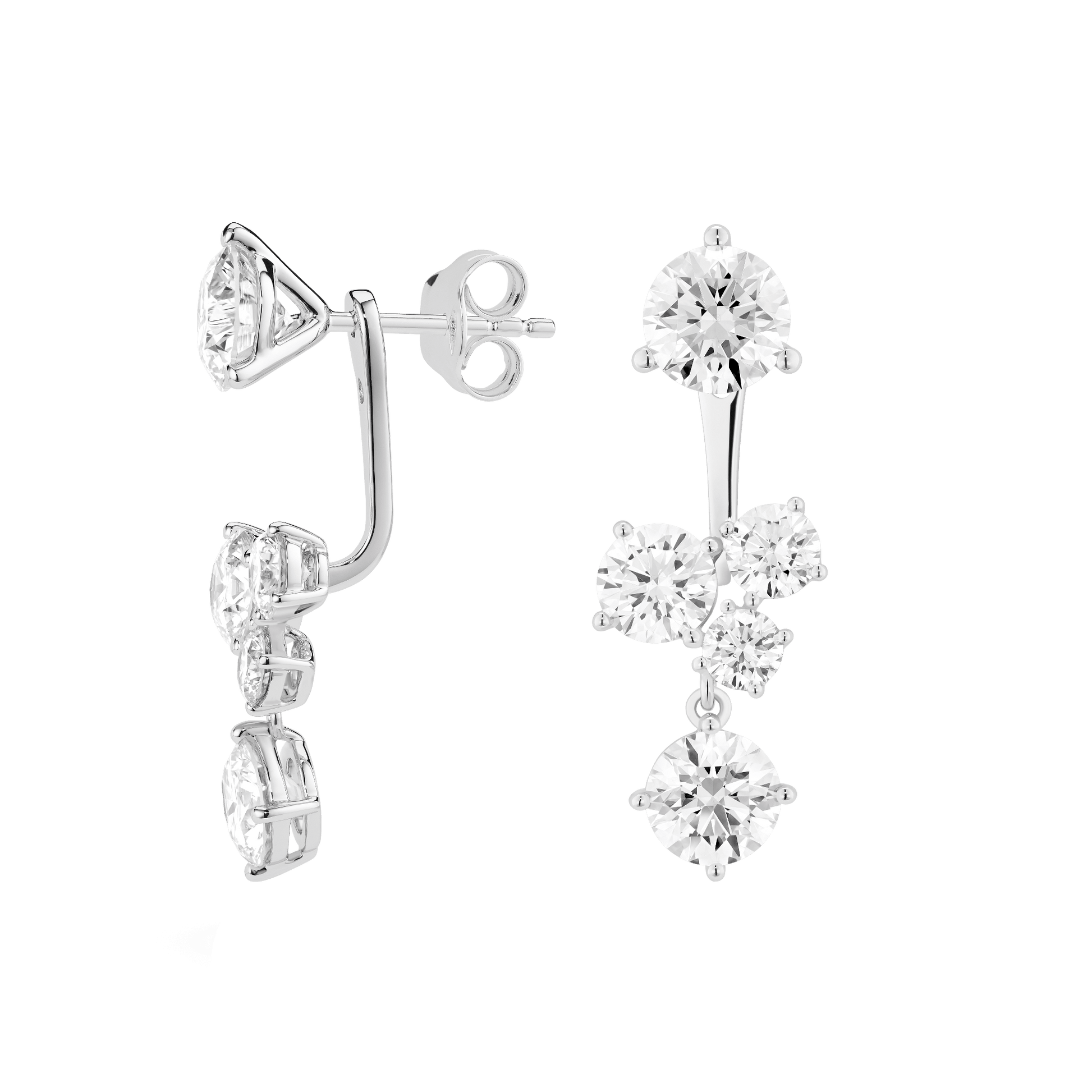 The Round Brilliant Cluster Ear Jackets - Lotus Diamond