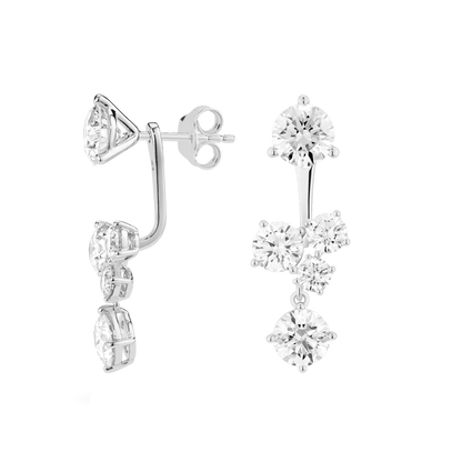 The Round Brilliant Cluster Ear Jackets - Lotus Diamond