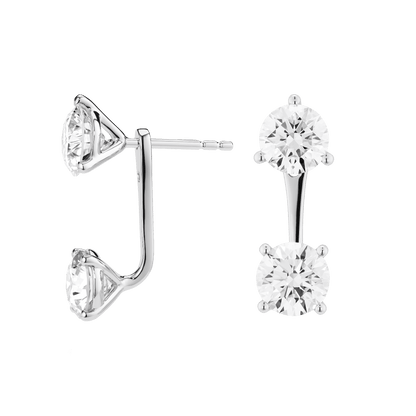 The Round Brilliant Solitaire Ear Jackets - Lotus Diamond