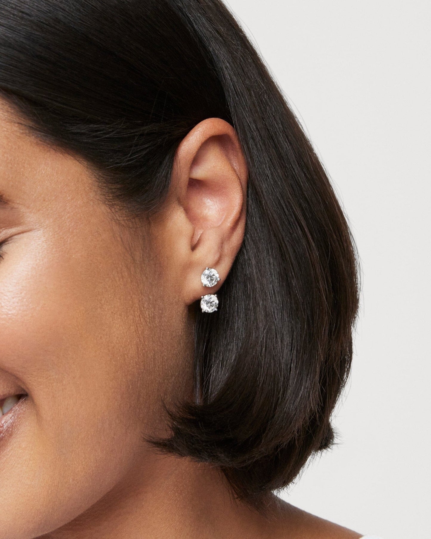 The Round Brilliant Solitaire Ear Jackets - Lotus Diamond