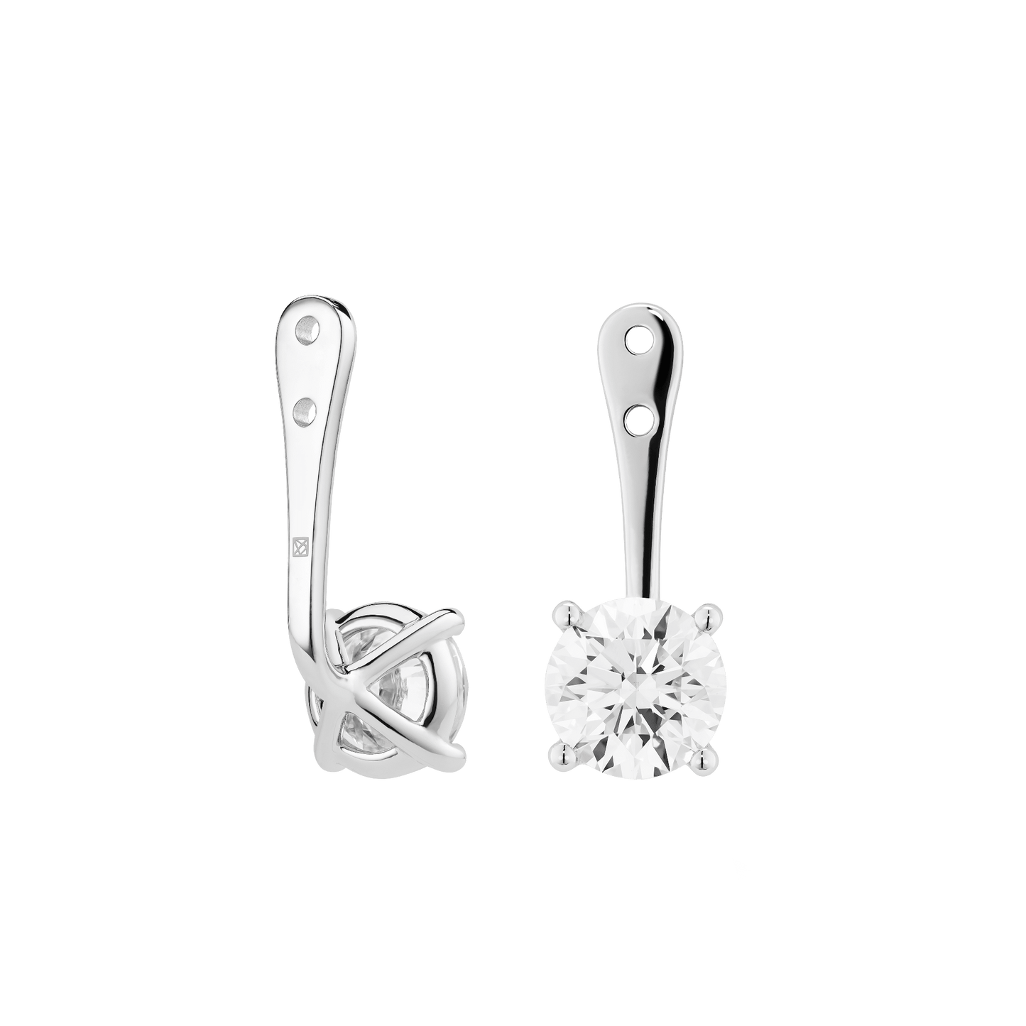 The Round Brilliant Solitaire Ear Jackets - Lotus Diamond