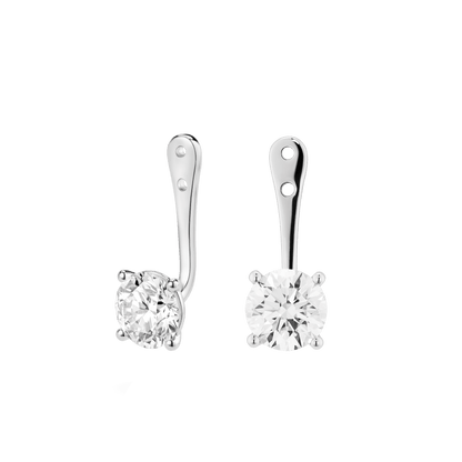 The Round Brilliant Solitaire Ear Jackets - Lotus Diamond