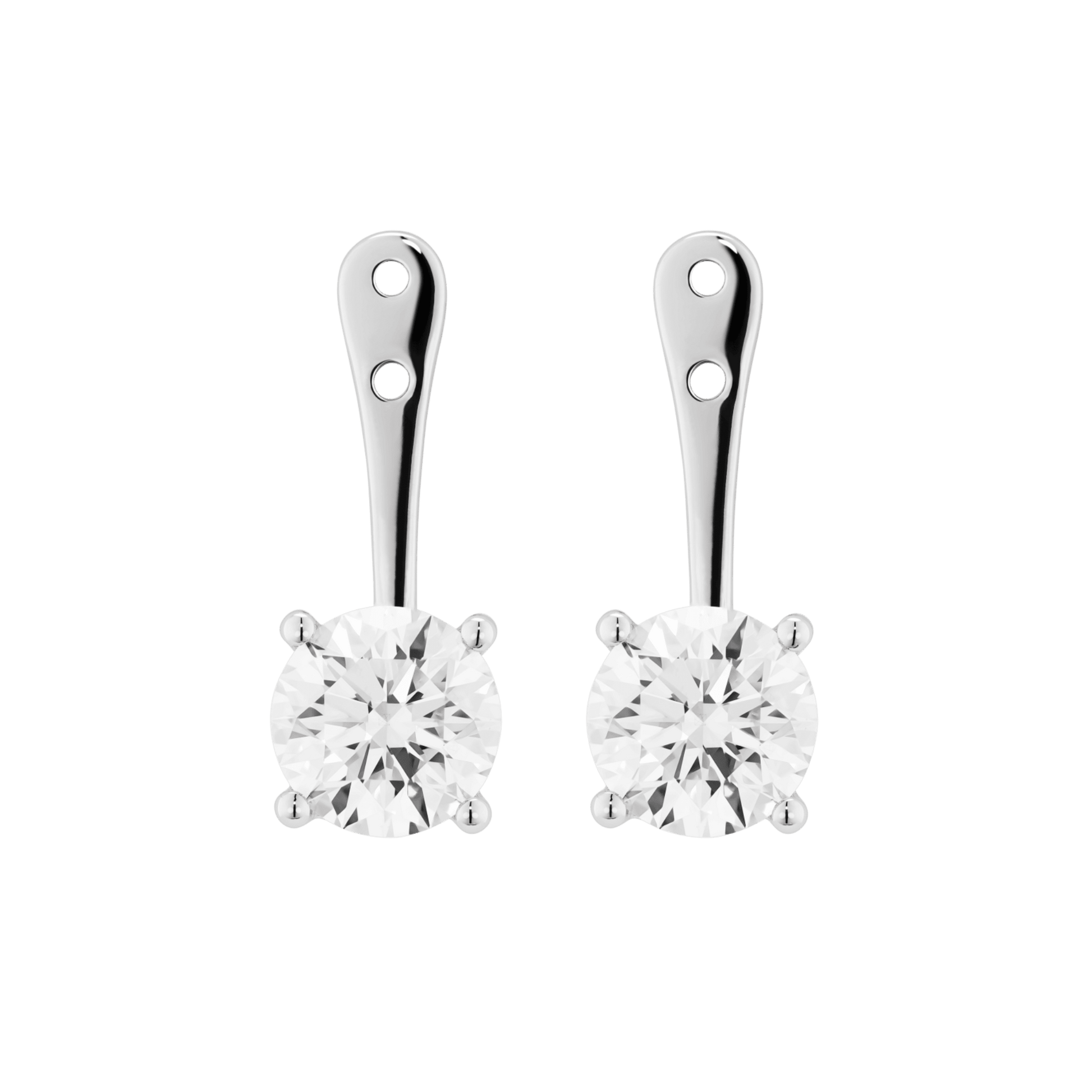 The Round Brilliant Solitaire Ear Jackets - Lotus Diamond