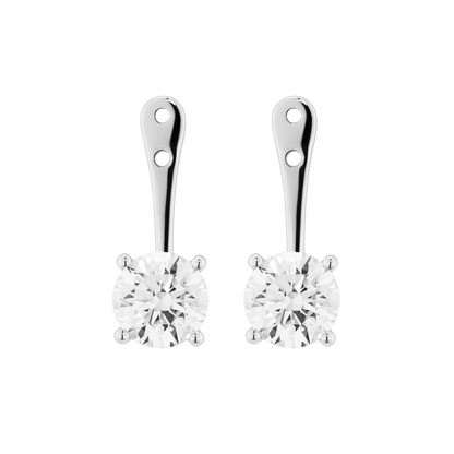 The Round Brilliant Solitaire Ear Jackets - Lotus Diamond