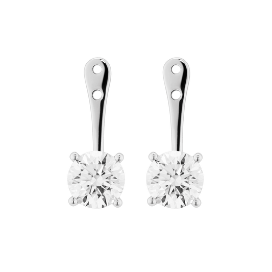 The Round Brilliant Solitaire Ear Jackets - Lotus Diamond