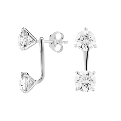The Round Brilliant Solitaire Ear Jackets - Lotus Diamond