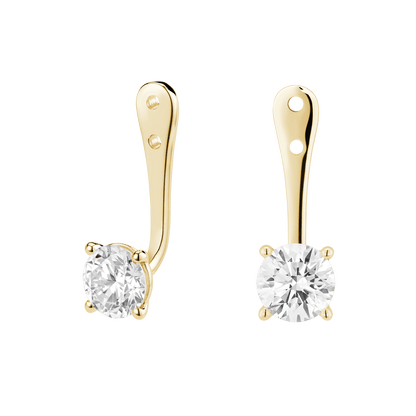 The Round Brilliant Solitaire Ear Jackets - Lotus Diamond
