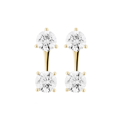 The Round Brilliant Solitaire Ear Jackets - Lotus Diamond