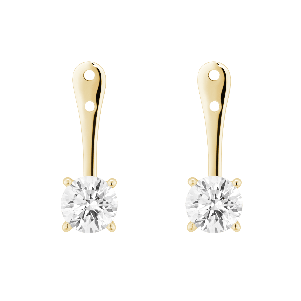 The Round Brilliant Solitaire Ear Jackets - Lotus Diamond