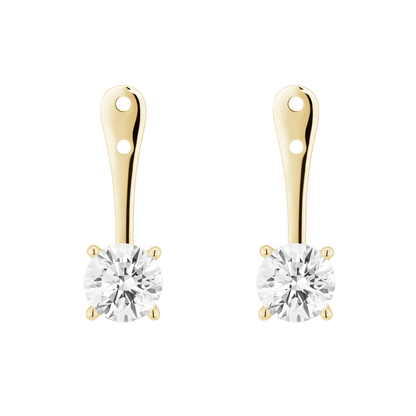 The Round Brilliant Solitaire Ear Jackets - Lotus Diamond