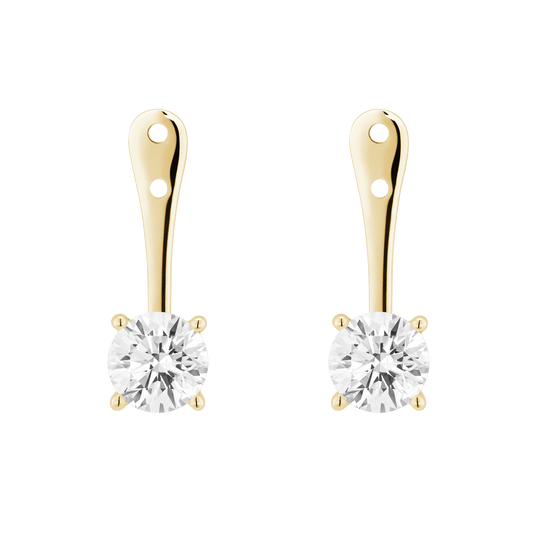 The Round Brilliant Solitaire Ear Jackets - Lotus Diamond