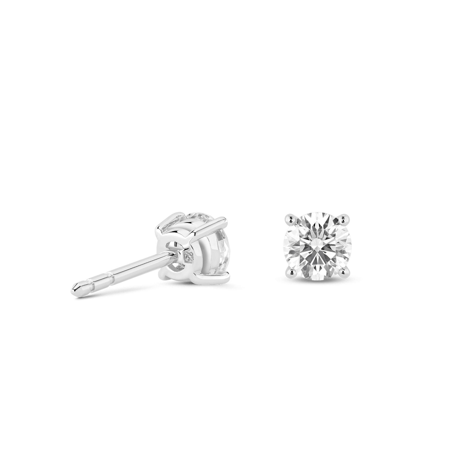 The Round Brilliant Solitaire Studs - Lotus Diamond