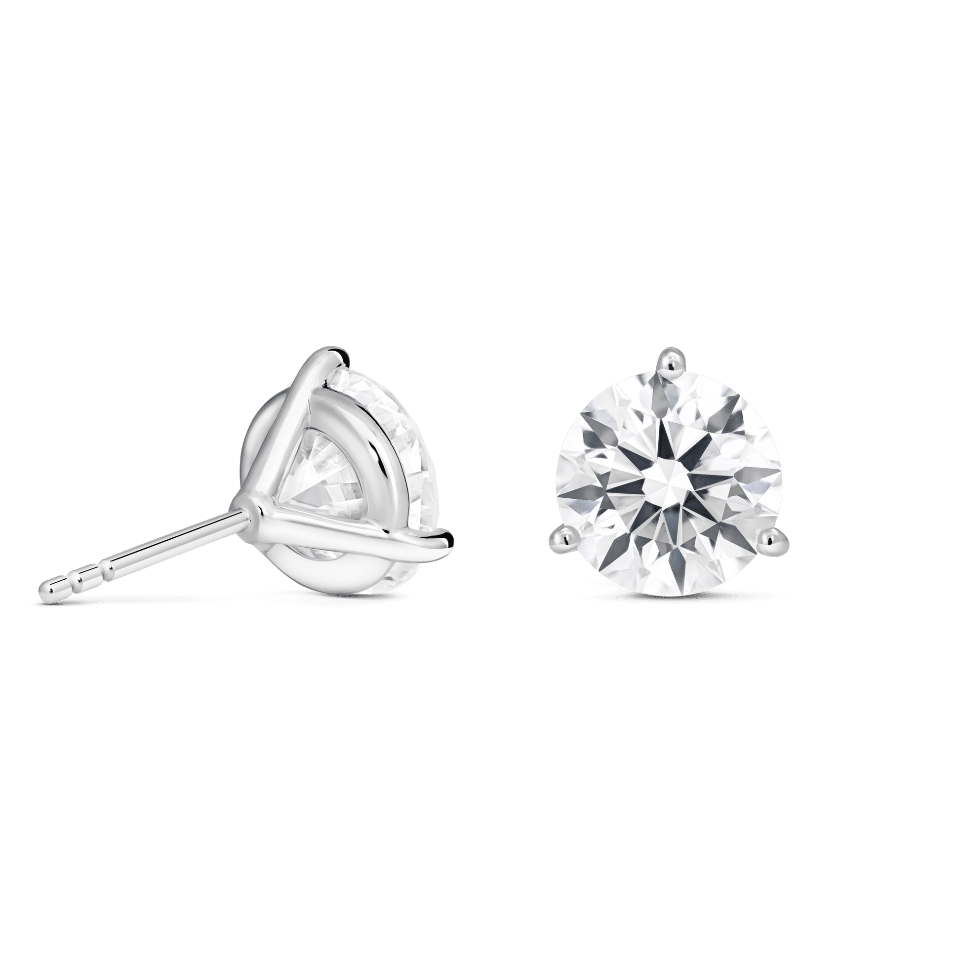 The Round Brilliant Solitaire Studs - Lotus Diamond