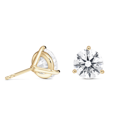 The Round Brilliant Solitaire Studs - Lotus Diamond