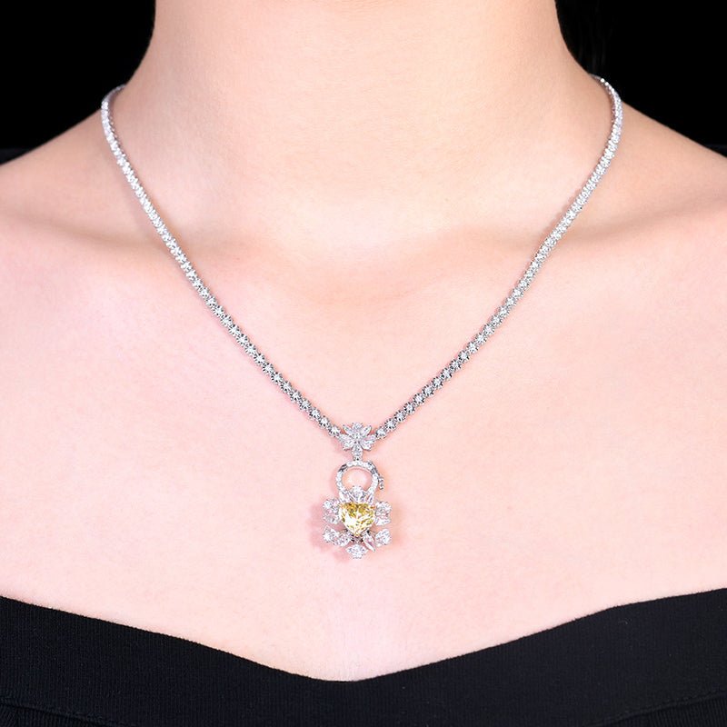 The World Rich - canary Canary no burn yellow sapphire ring/pendant dual purpose - Lotus Diamond