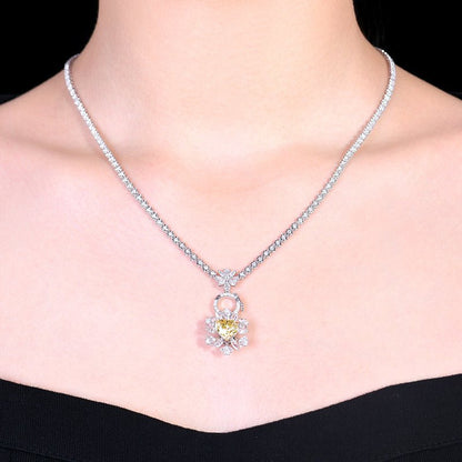 The World Rich - canary Canary no burn yellow sapphire ring/pendant dual purpose - Lotus Diamond