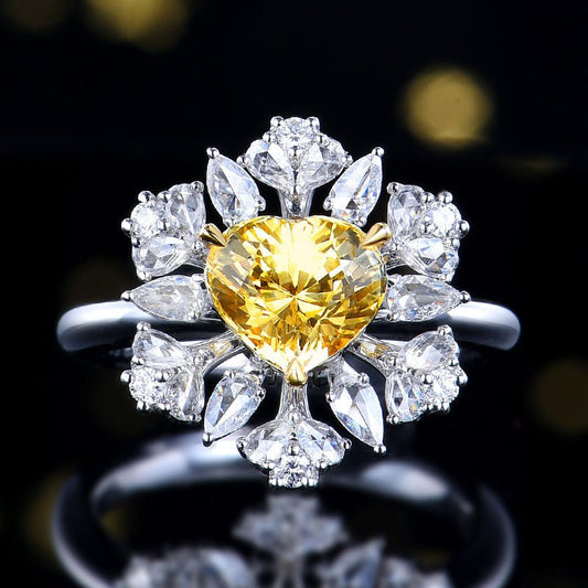 The World Rich - canary Canary no burn yellow sapphire ring/pendant dual purpose - Lotus Diamond