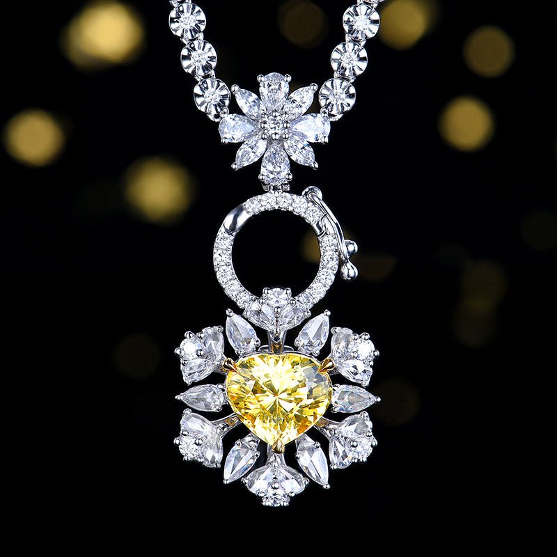 The World Rich - canary Canary no burn yellow sapphire ring/pendant dual purpose - Lotus Diamond