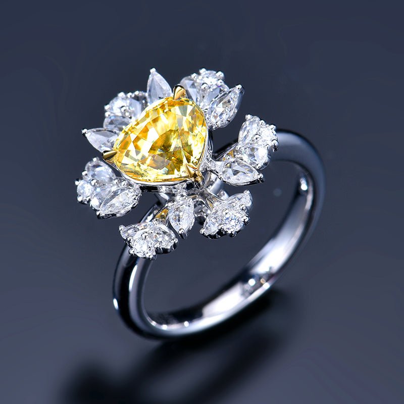 The World Rich - canary Canary no burn yellow sapphire ring/pendant dual purpose - Lotus Diamond