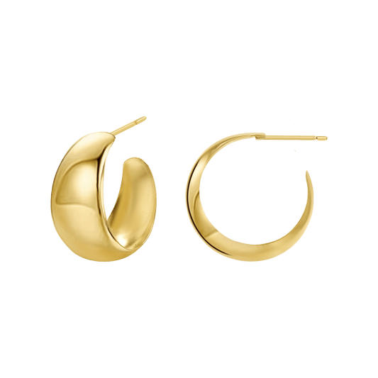 Thick Dome Hoop Earrings - Lotus Diamond