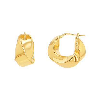 Thick Twist Hoop Earrings - Lotus Diamond