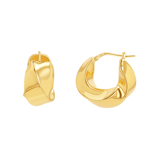 Thick Twist Hoop Earrings - Lotus Diamond